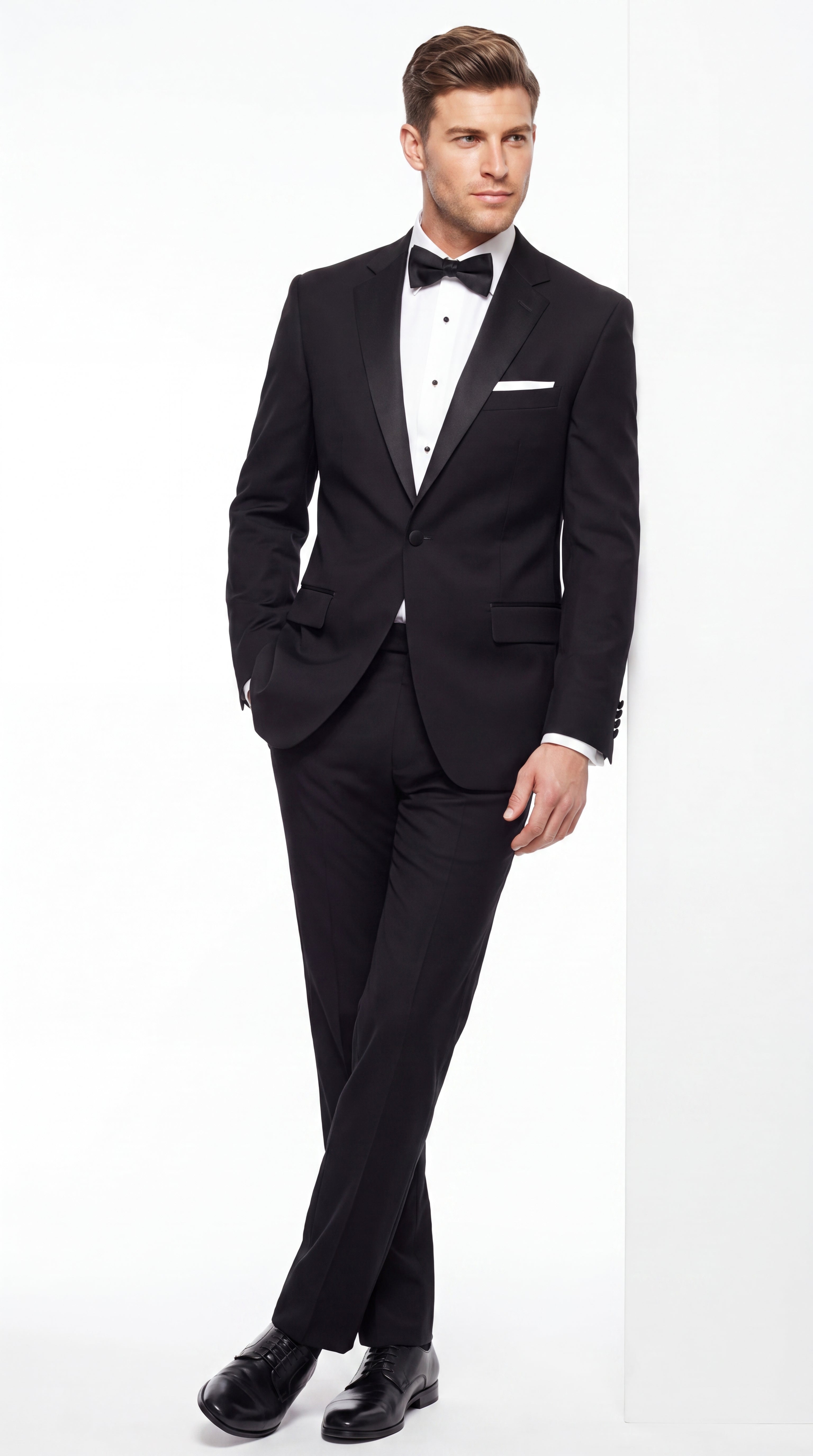 Men’s Black Uniform Tuxedo – One-Button Satin Lapel Formal Suit for Weddings, Prom and Events - 34 Short or Extra Small