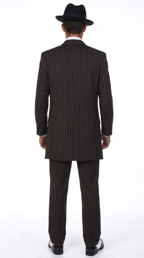 Men’s Black Pinstripe Zoot Suit – 3-Piece Gangster, Formal Suit 1920s Pimp Suit