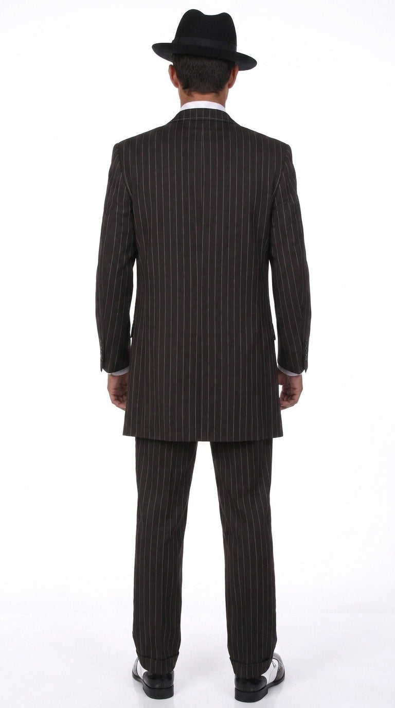Men’s Black Pinstripe Zoot Suit – 3-Piece Gangster, Formal Suit 1920s Pimp Suit - 34 Short or Extra Small