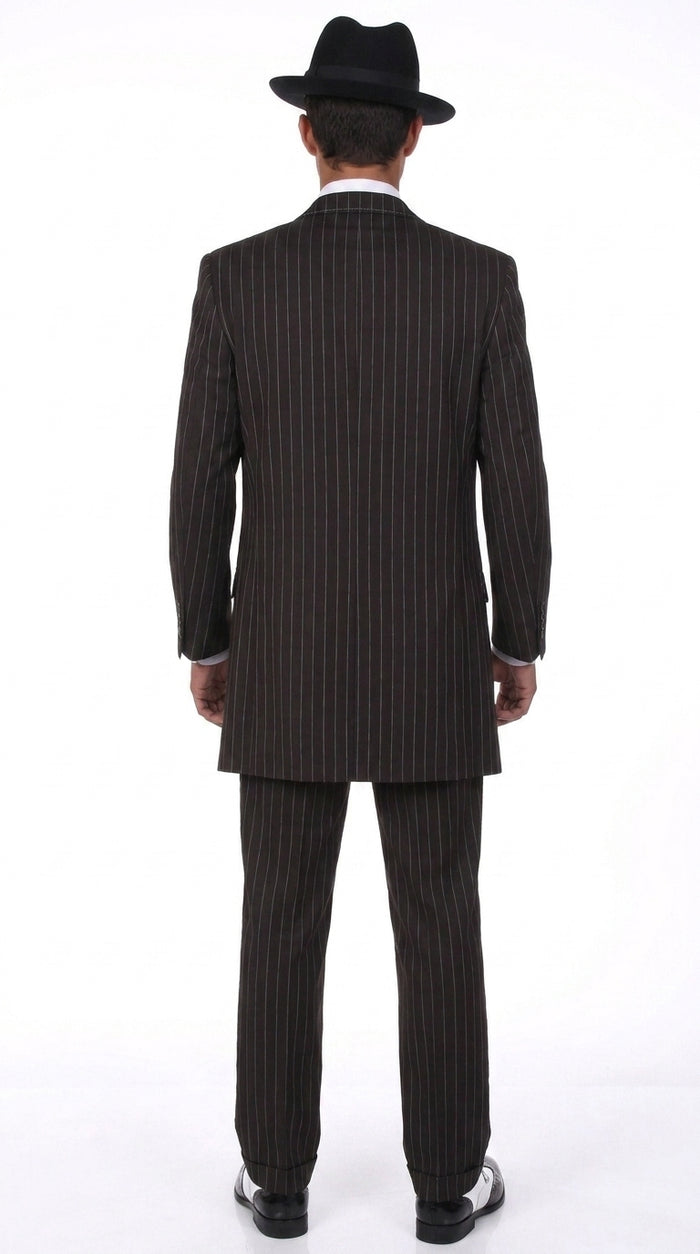 Men’s Black Pinstripe Zoot Suit – 3-Piece Gangster, Formal Suit 1920s Pimp Suit