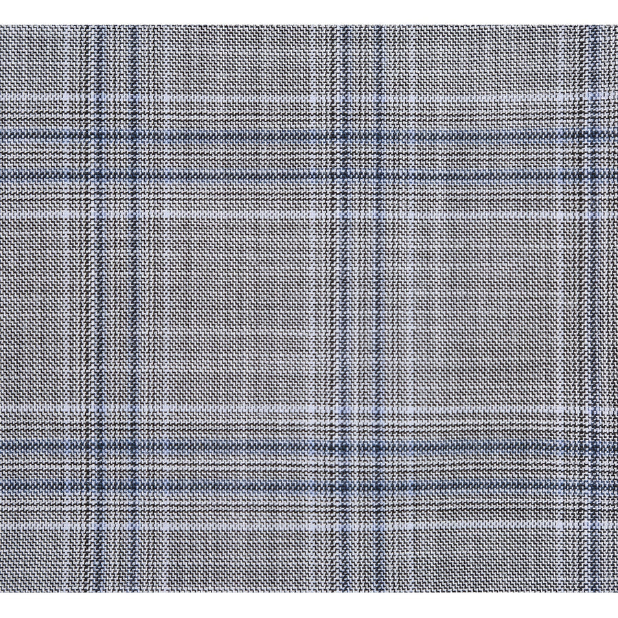 "Classic Fit Men's Two-Button Suit in Light Grey  Plaid" - 36 Short