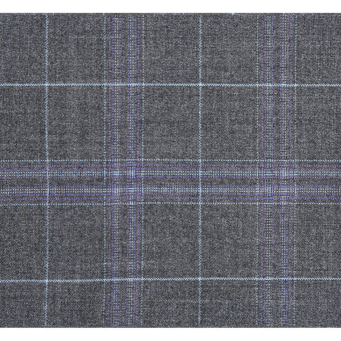 "Classic Fit Men's Two-Button Suit - Dark Grey Windowpane Plaid"