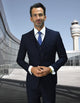 Mens 2 Button Skinny Vested Wool Suit in Navy Blue