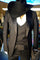 Mens Black Western Tuxedo Suit – Satin Shawl Lapel Blazer with Double Breasted Vest Set
