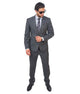 Men Suit 2 Button Dark Grey Slim Fit Double Vent Flat Front Pants - Dress Suit For Men