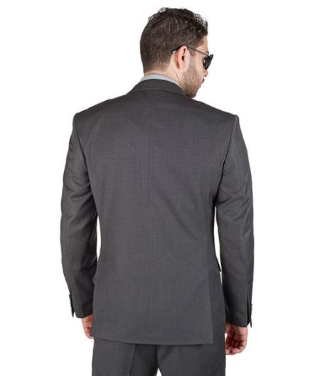 Slim Fit 2 Button Double Vented Men Charcoal Grey Suit - Dress Suit For Men - L or Large