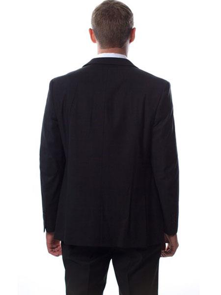 West End 2 Button Men's Notch Collar Young Look Solid Slim Fit Black Suit