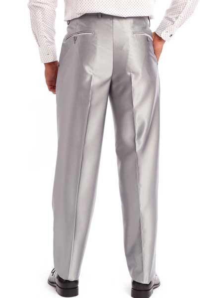 Men's Slim Fit Suit - Fitted Suit - Skinny Suit Men's Two Piece Silver Classic Fit Sharkskin Solid Italian Styled Suit - L or Large
