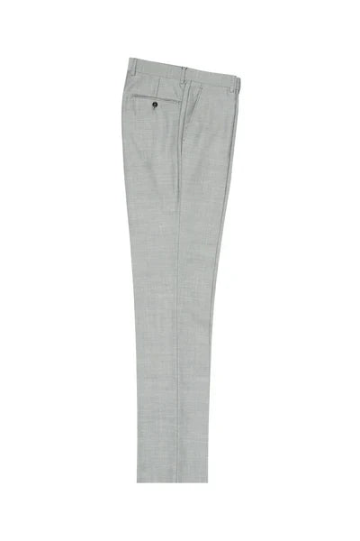 Light Gray Herringbone Flat Front Wool Dress Pant 2560 by Tiglio Luxe 12A005 - 30