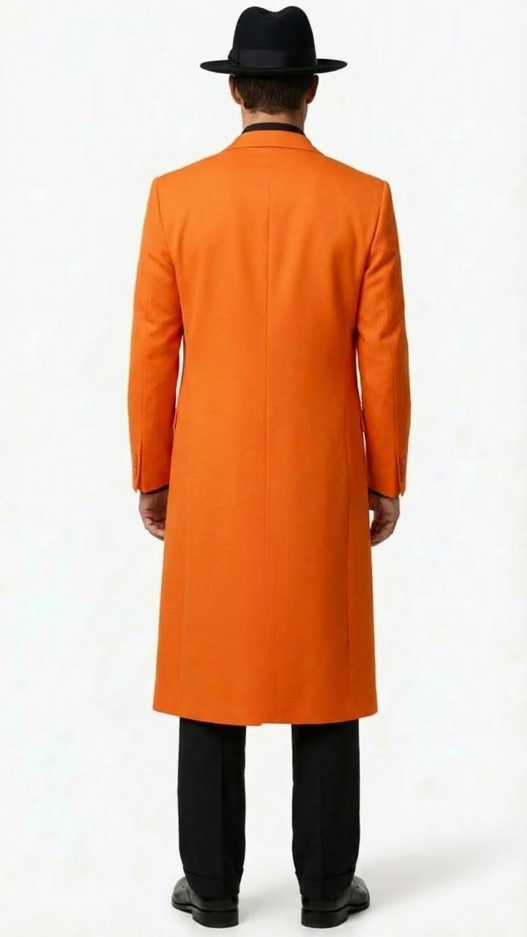 Men’s halloween Costume Orange Long Zoot Suit Set With Black Shirt and Black Pants included - 34 Short or Extra Small