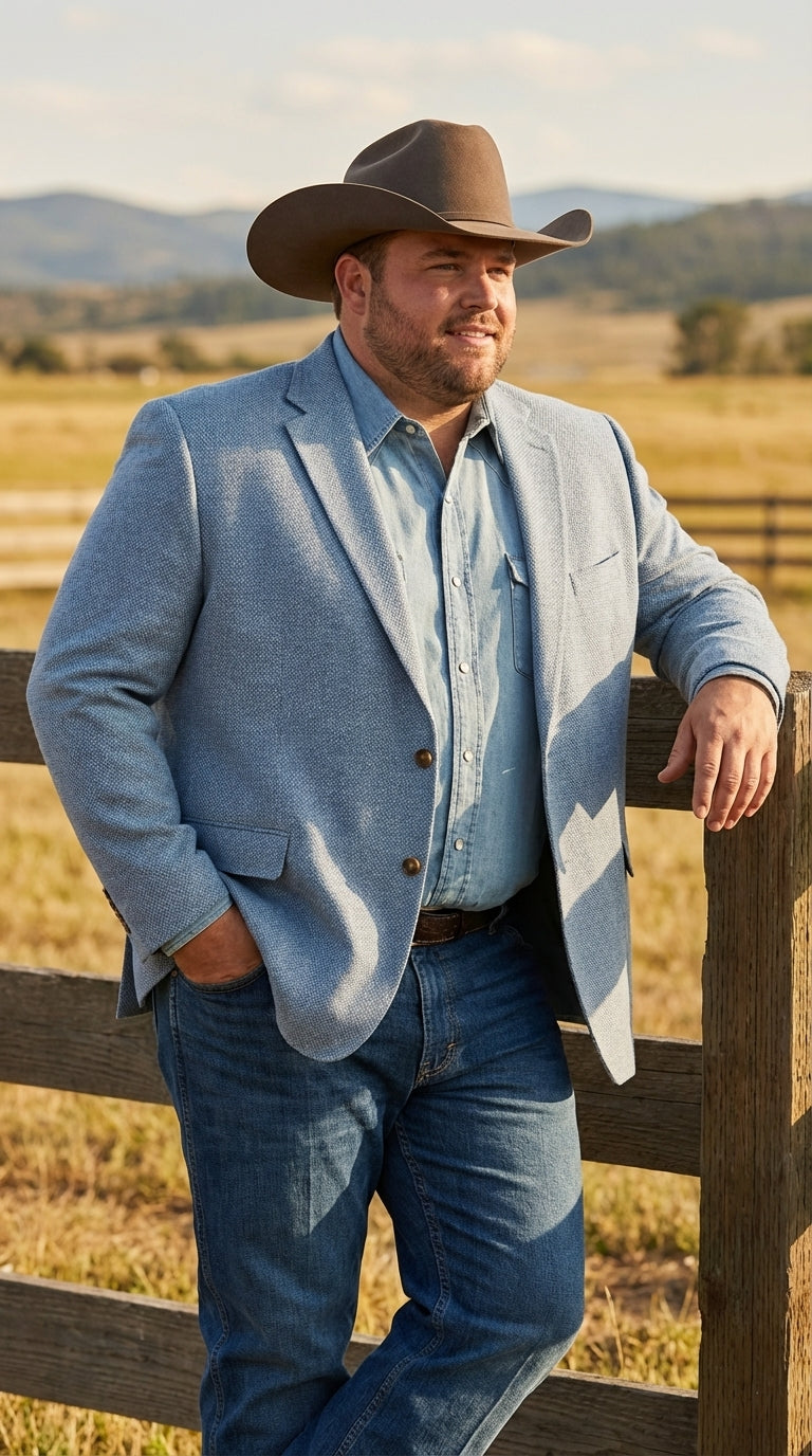 Mens Rugby Teal Baby Sky Western Blazer – Cowboy Style Casual Sport Coat for Men Classic Western Jacket in Light Blue Color - 36 Short