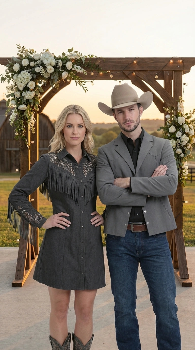 Mens Charcoal Gray Western Blazer – Cowboy Style Casual Jacket Classic Country Western Sport Coat - 36 Short