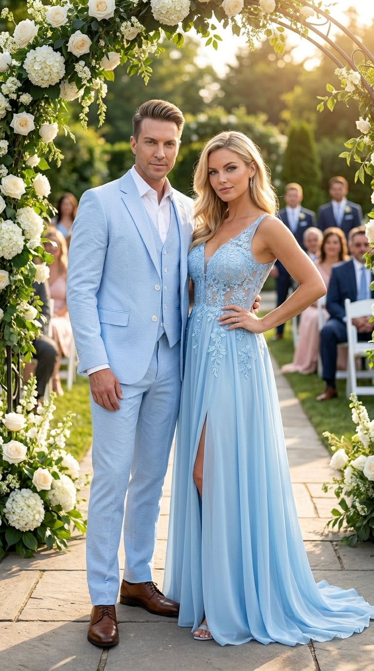Men’s Blue Pinstripe Seersucker Suit with Jacket and Pants, Big and Tall Kentucky Derby Summer Suit