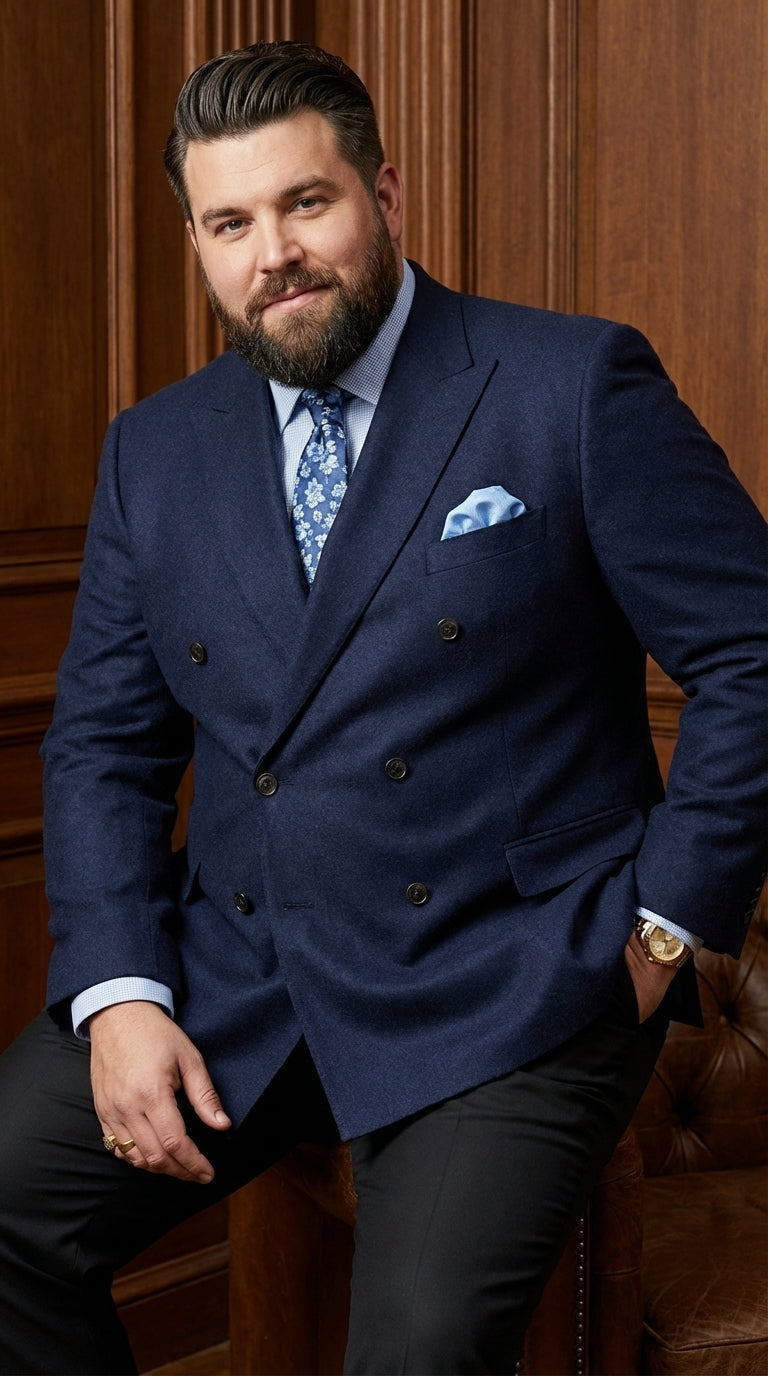 Mens Navy Blue Double Breasted Blazer – Classic Formal Suit Jacket for Business, Wedding, Office and Professional Wear - 36 Short