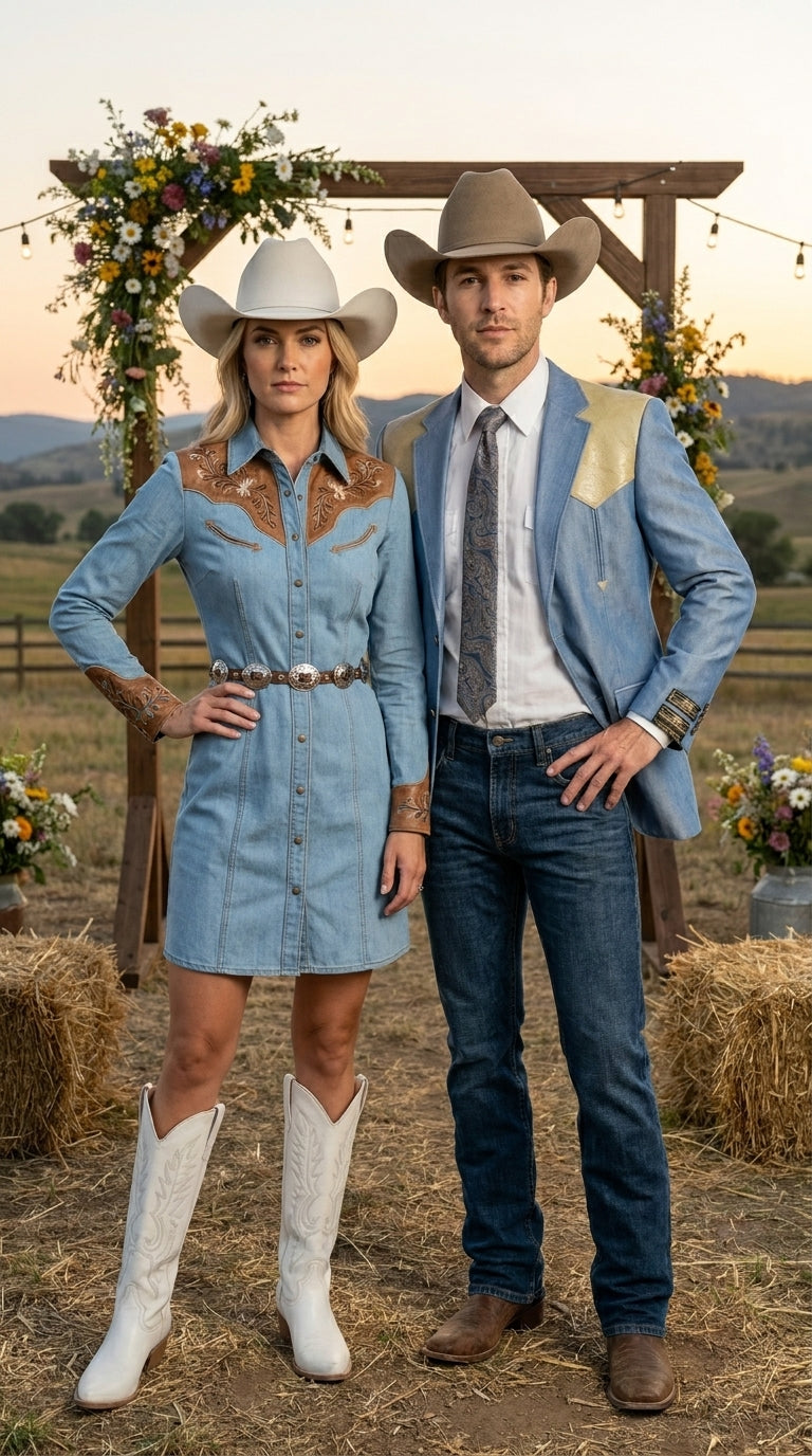 Men’s Steel - Light Blue and Bone Color Western Cowboy Blazer – Shiny Country Style Dress Jacket for Rodeo Saco De Hombre Vaquero - 36 Short