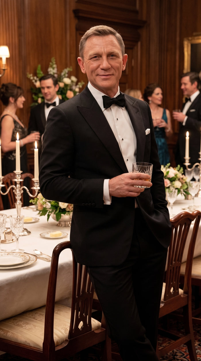Men’s James Bond Style Black Dinner Jacket Blazer – Classic Formal Tuxedo Evening Wear