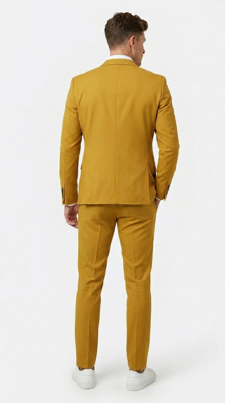 Men’s Gold Mustard Color Suit – Wedding & Prom Formal Suit Outfit, Modern Blazer and Pants - 34 Short or Extra Small