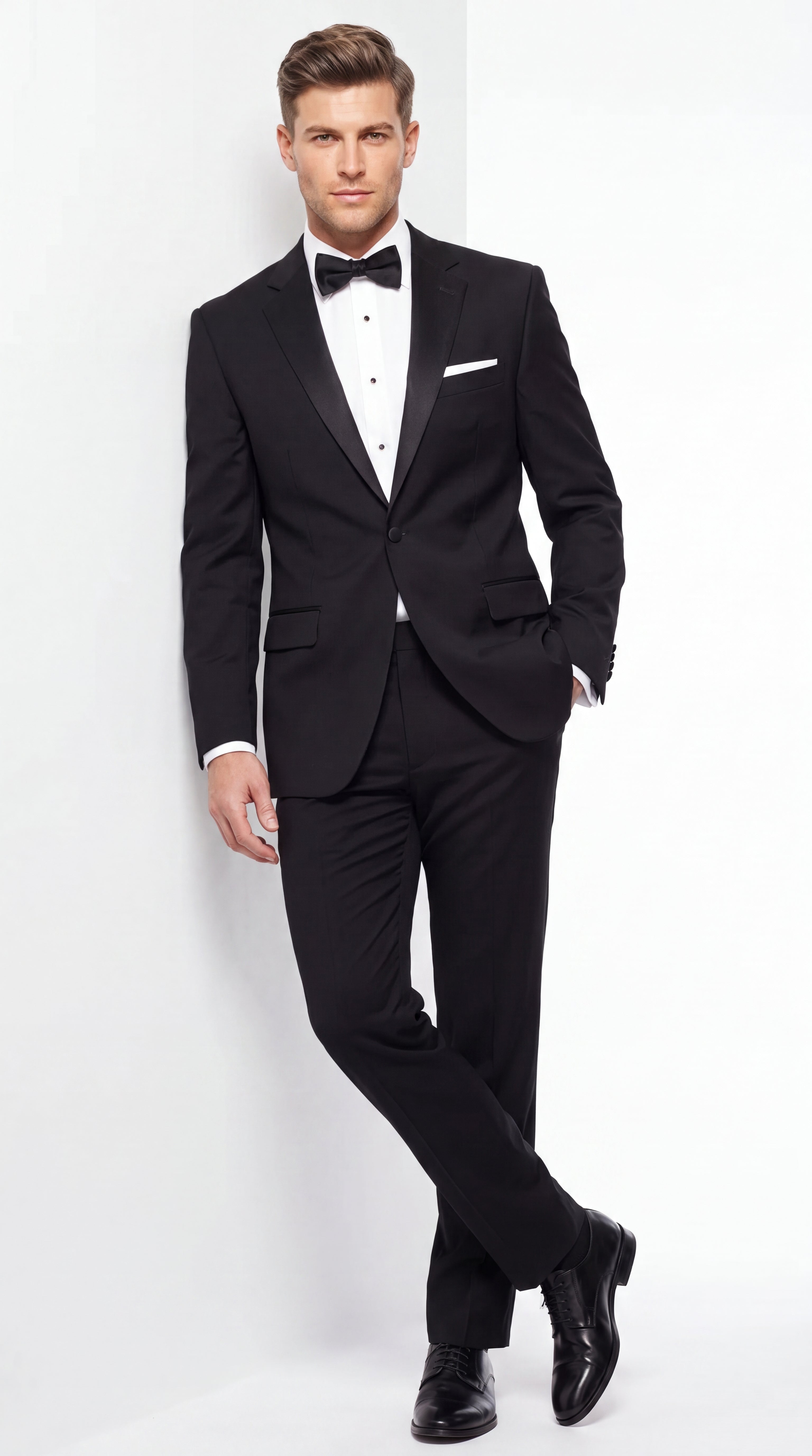 Men’s Black Uniform Tuxedo – One-Button Satin Lapel Formal Suit for Weddings, Prom and Events - 34 Short or Extra Small