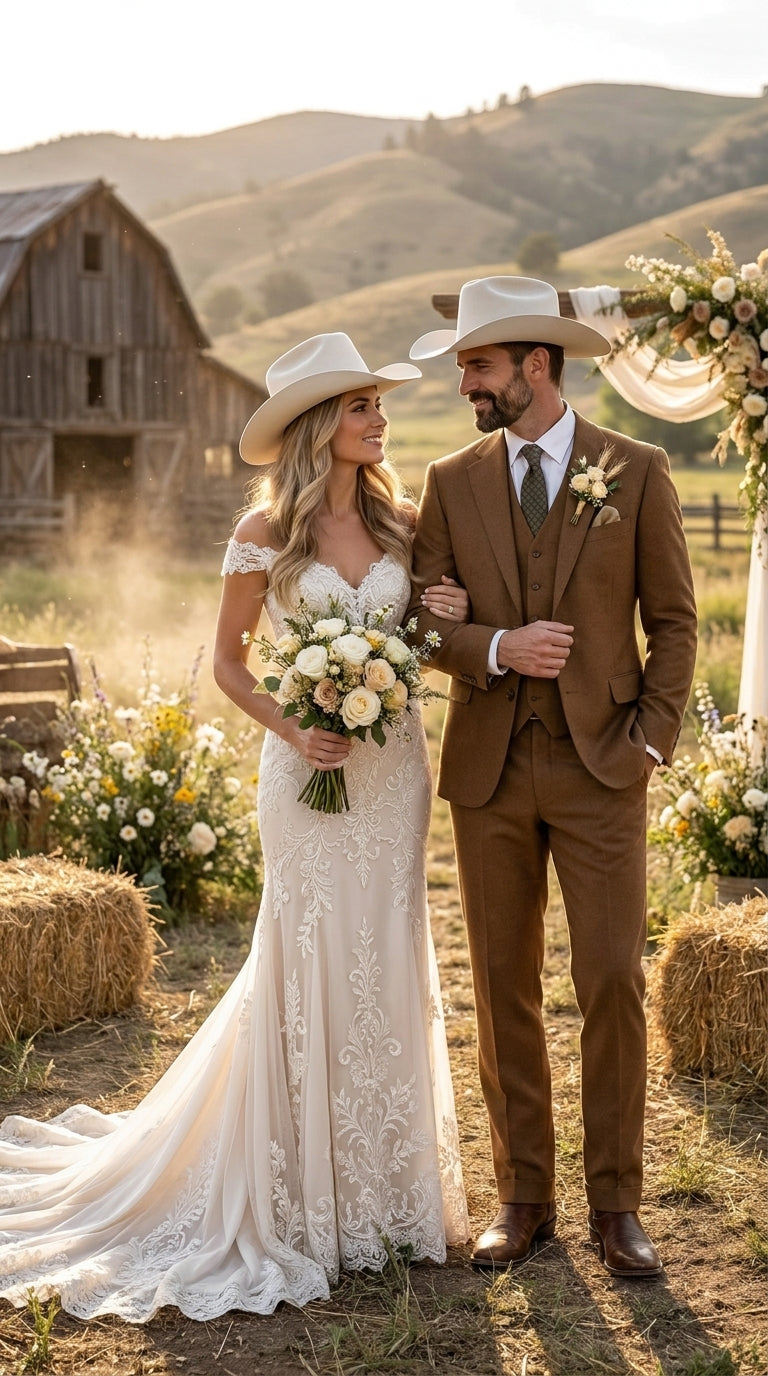 Men’s Tan Groom Outfit Country Wedding 3 Piece Suit Khaki Camel Color Modern Fit - 34 Short or Extra Small