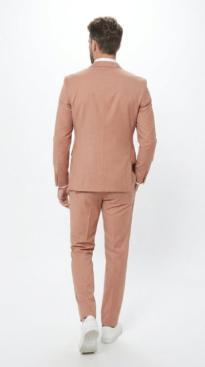 Men’s Peach Light Brown 3 Piece Suit – Wedding & Prom Formal Suit Set, Blazer Pants Double breasted vest