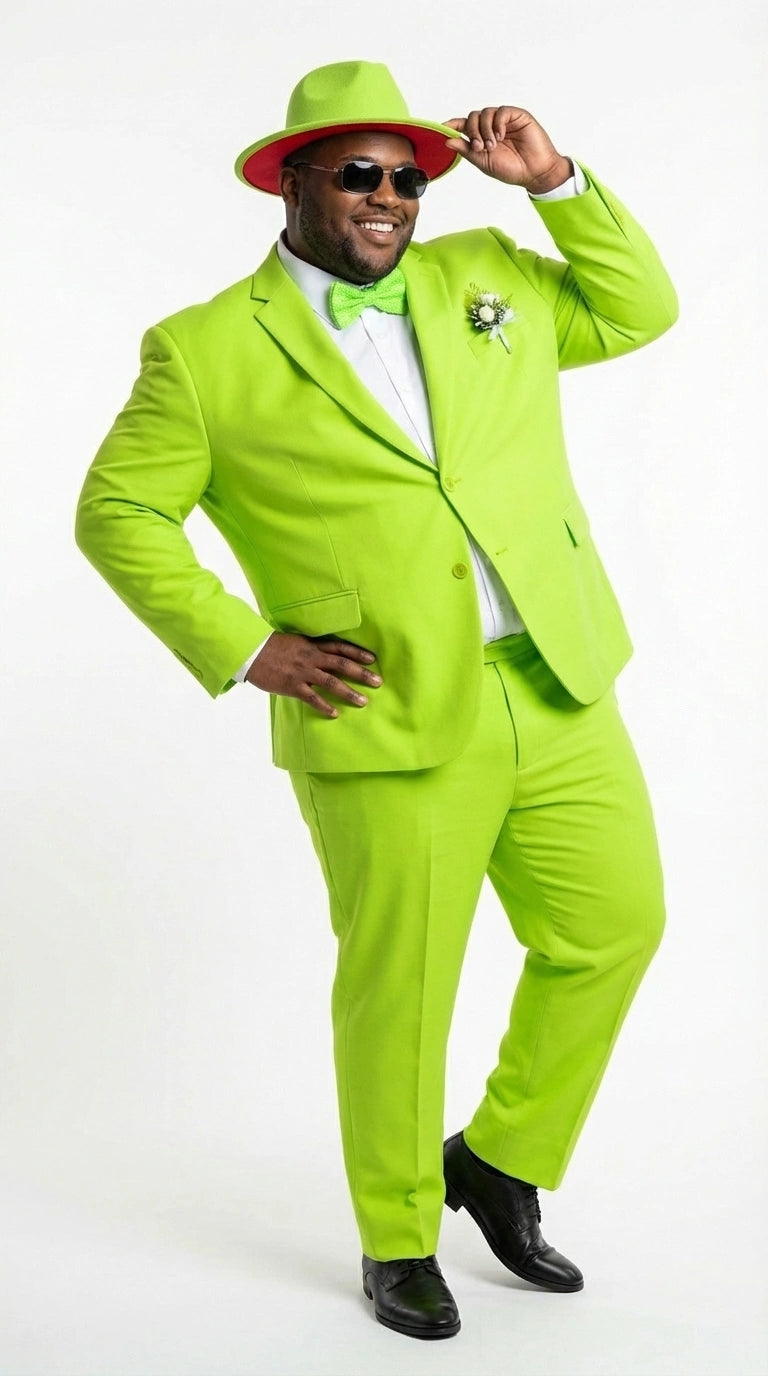 Men’s Neon Green Suit – Bright Lime Green Fashion Suit for Prom, Party, Stage Performance and Statement Formal Wear - 34 Short or Extra Small