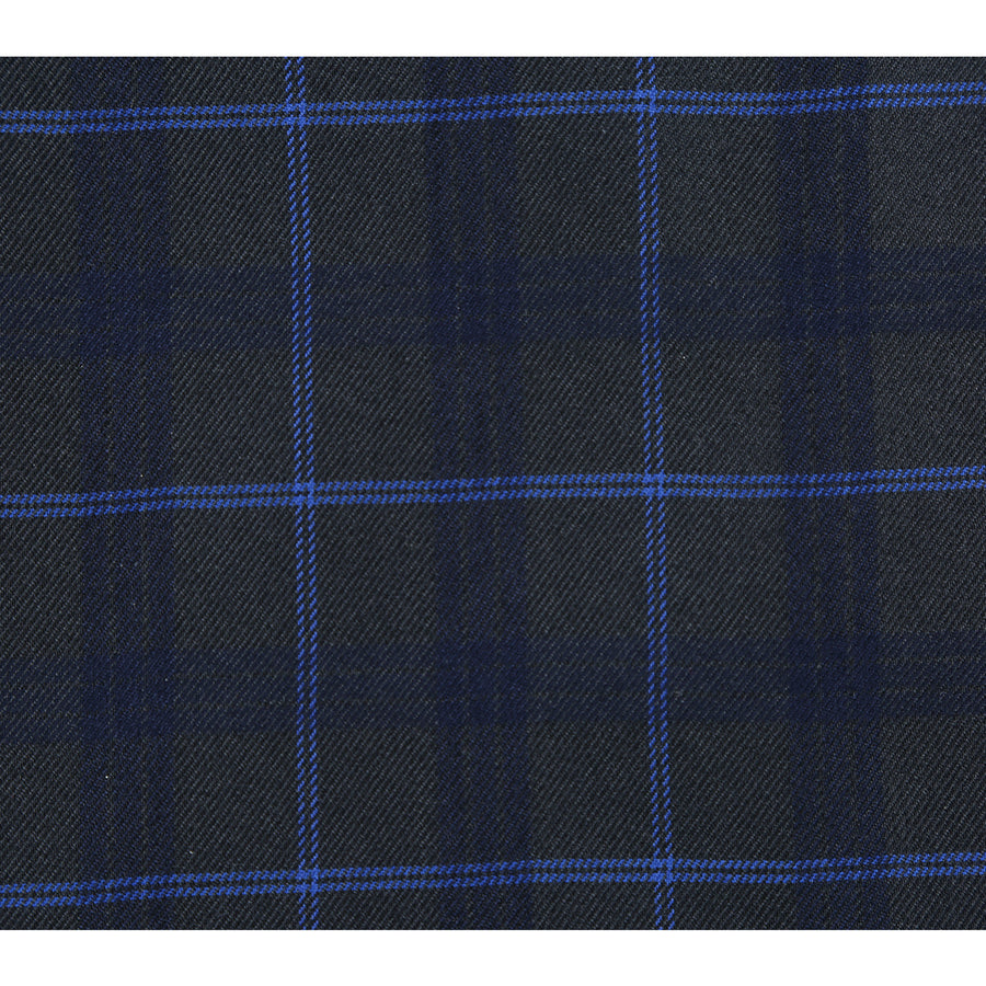 "Dark Blue Slim Fit Men's Suit - Two Button, Wide Windowpane Plaid" - 36 Short