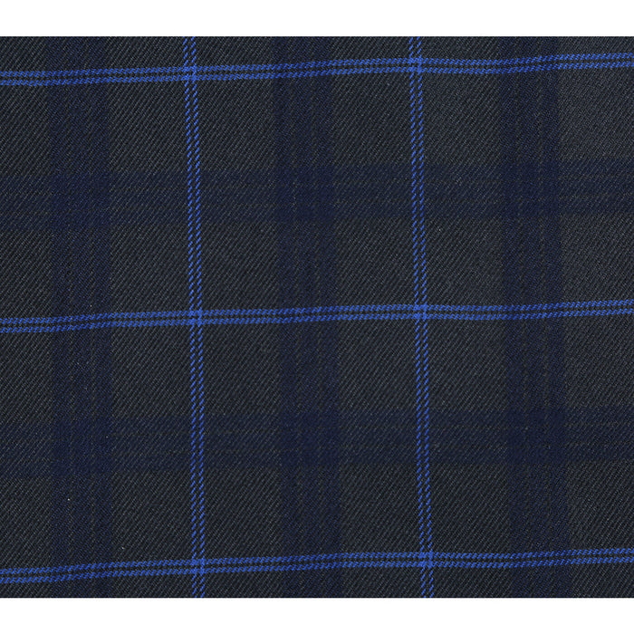 "Dark Blue Slim Fit Men's Suit - Two Button, Wide Windowpane Plaid"