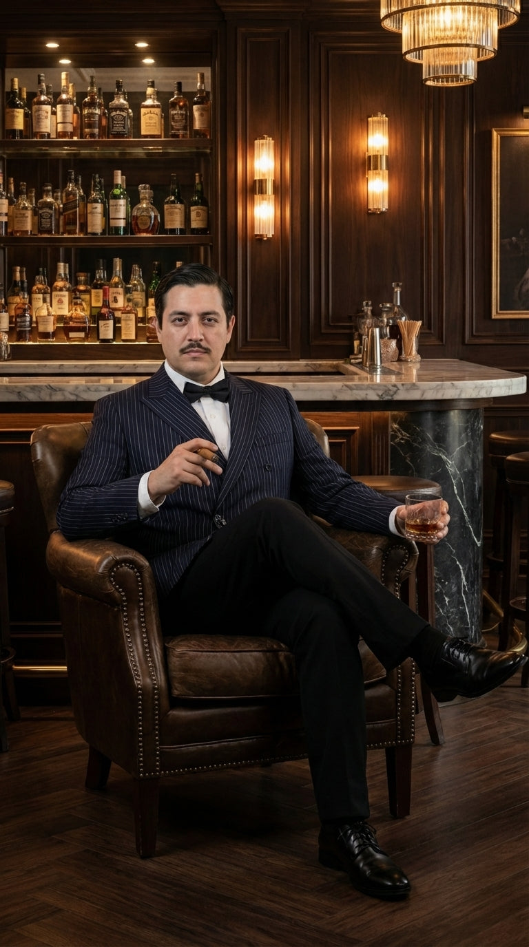 Men’s Black Pinstripe Blazer Gomez Addams Inspired Jacket – Vintage Double Breasted Formal Blazer, Classic Party Costume Wear, Elegant Evening - 36 Short