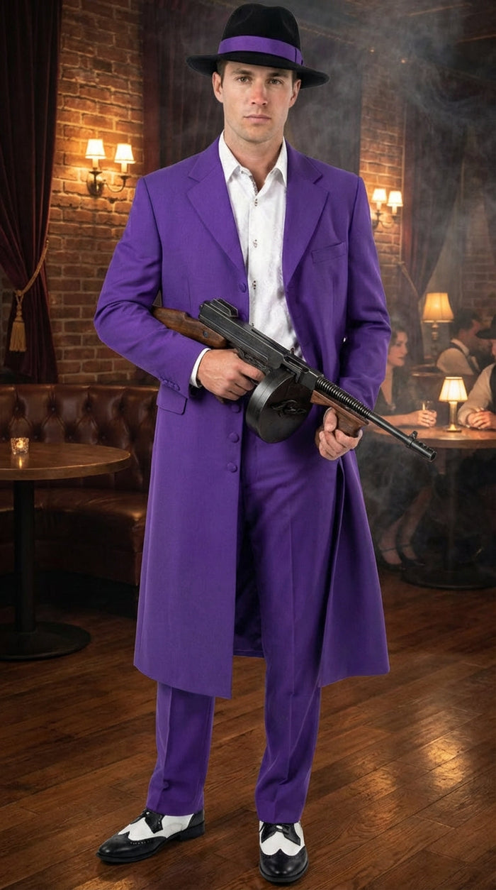 Purple Zoot Suit for Men | Classic Mafia & Gangster Style Long Coat Suit | Vintage 1920sâ€“1940s Formal Outfit