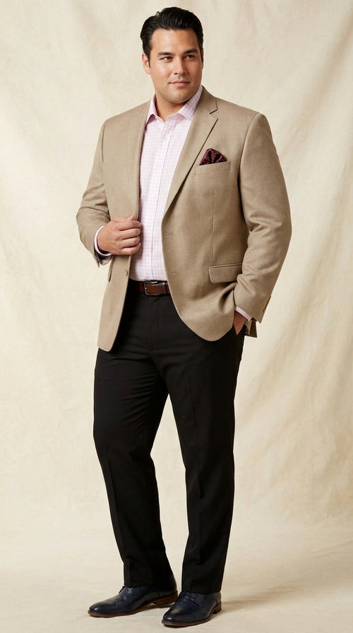 Mens Tan Blazer Sport Coat  Classic Fit Beige Dress Jacket for Business, Wedding and Smart Casual Wear