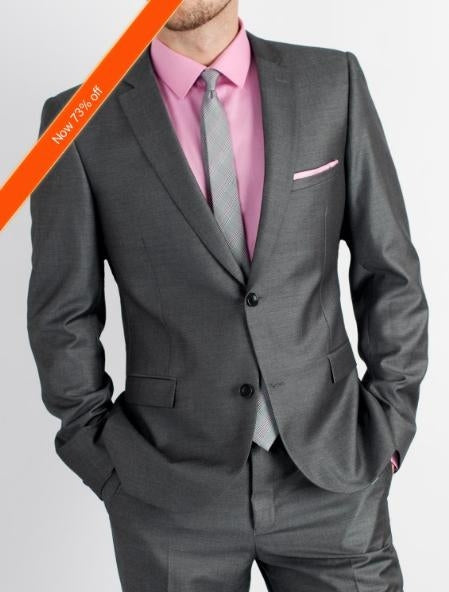 Men's Charcoal Slim Fit Cheap Priced Business Suits Clearance Sale - L or Large