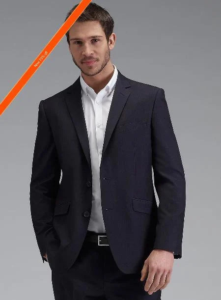 Men's 2 Button Slim Fitted Dark Navy Tonic Cheap Priced Business Suits Clearance Sale - L or Large