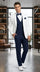 Men’s White and Navy blue tuxedo  3 Piece Suit – Classic White Blazer with Navy Vest and Pants for Wedding, Party + Bowtie