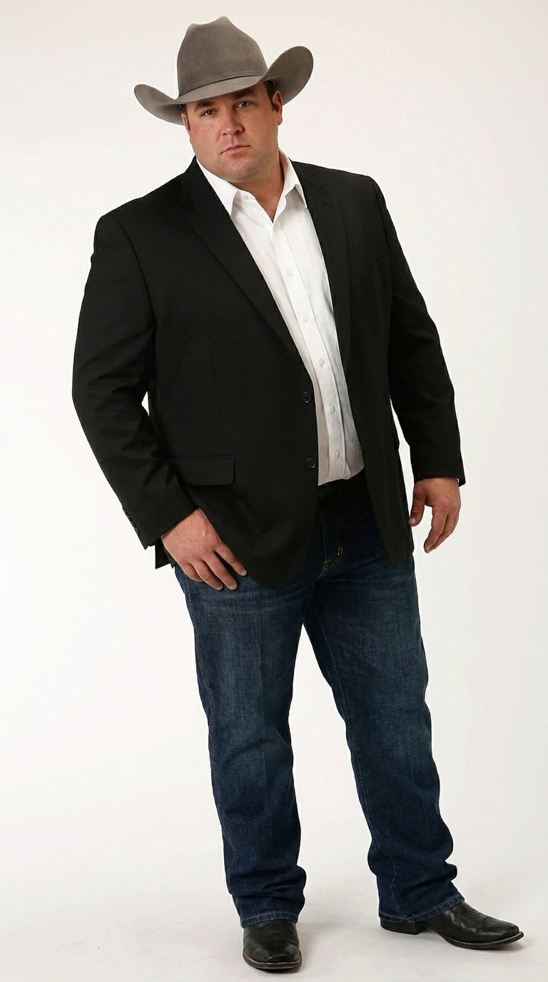 Men’s Black Linen Western Cowboy Blazer – Lightweight Formal Blazer Jacket for Wedding - Country Summer Jacket - 36 Short