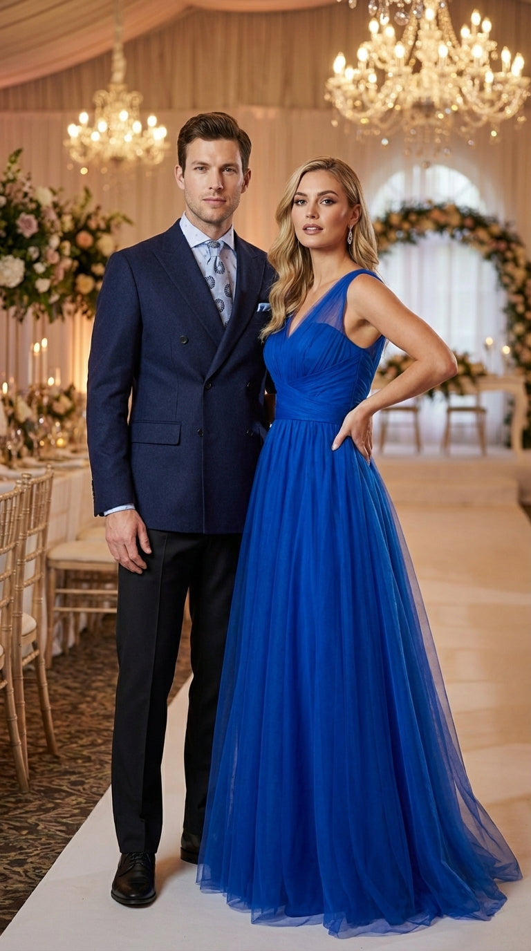 Mens Navy Blue Double Breasted Blazer – Classic Formal Suit Jacket for Business, Wedding, Office and Professional Wear - 36 Short