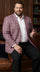 Mens Dusty Rose Mauve Pink with Tint of Blue Plaid Sport Coat Blazer – Classic Check Pattern Casual Blazer Jacket for Business Casual, Wedding