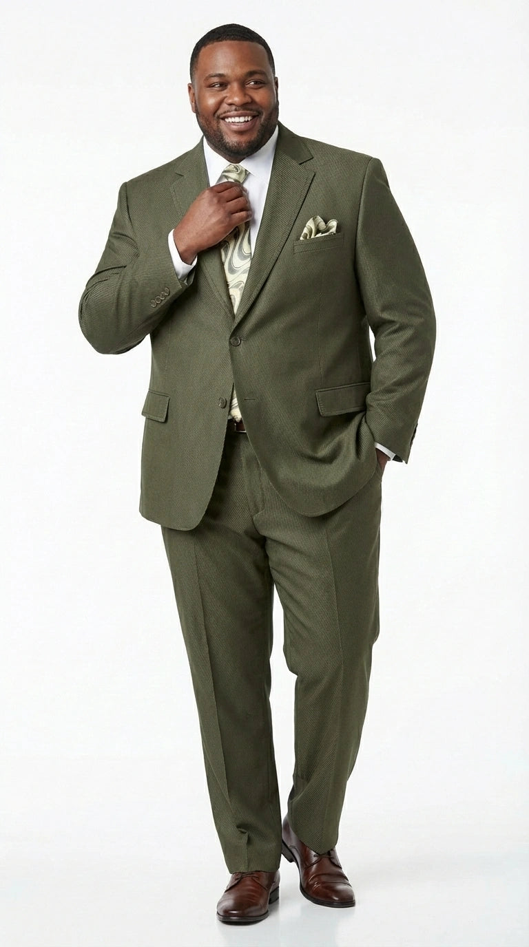 Men’s Olive Green Tuxedo With Trim Collar – Formal Wedding, Prom Suit Modern Fit - 36 Regular Jacket+30 Waist Adjustable 26to32)Height: 5'7"-6')(Neck: 14.5-16:S)