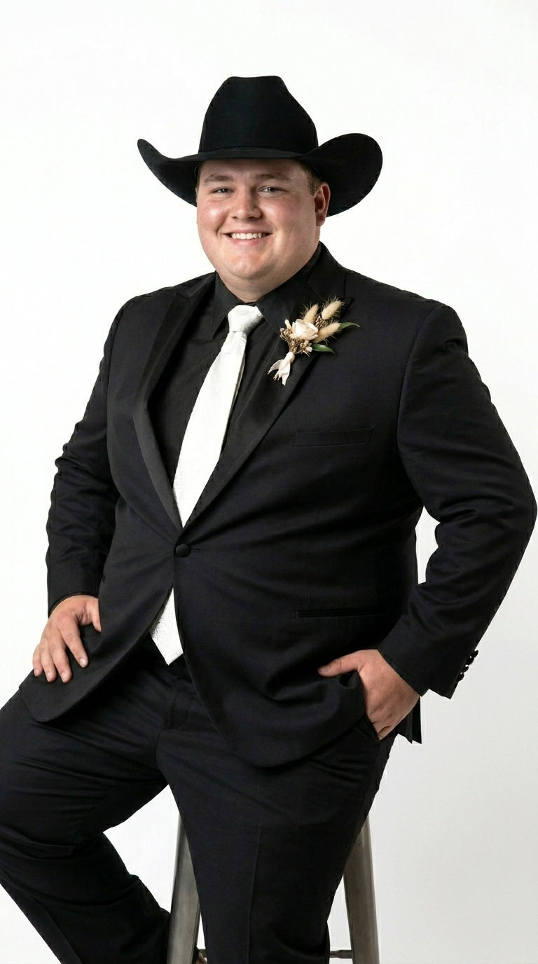 Men’s Black Tuxedo Western Blazer – Cowboy Style Formal Sport Coat Jacket for Dinner Jacket - 36 Short