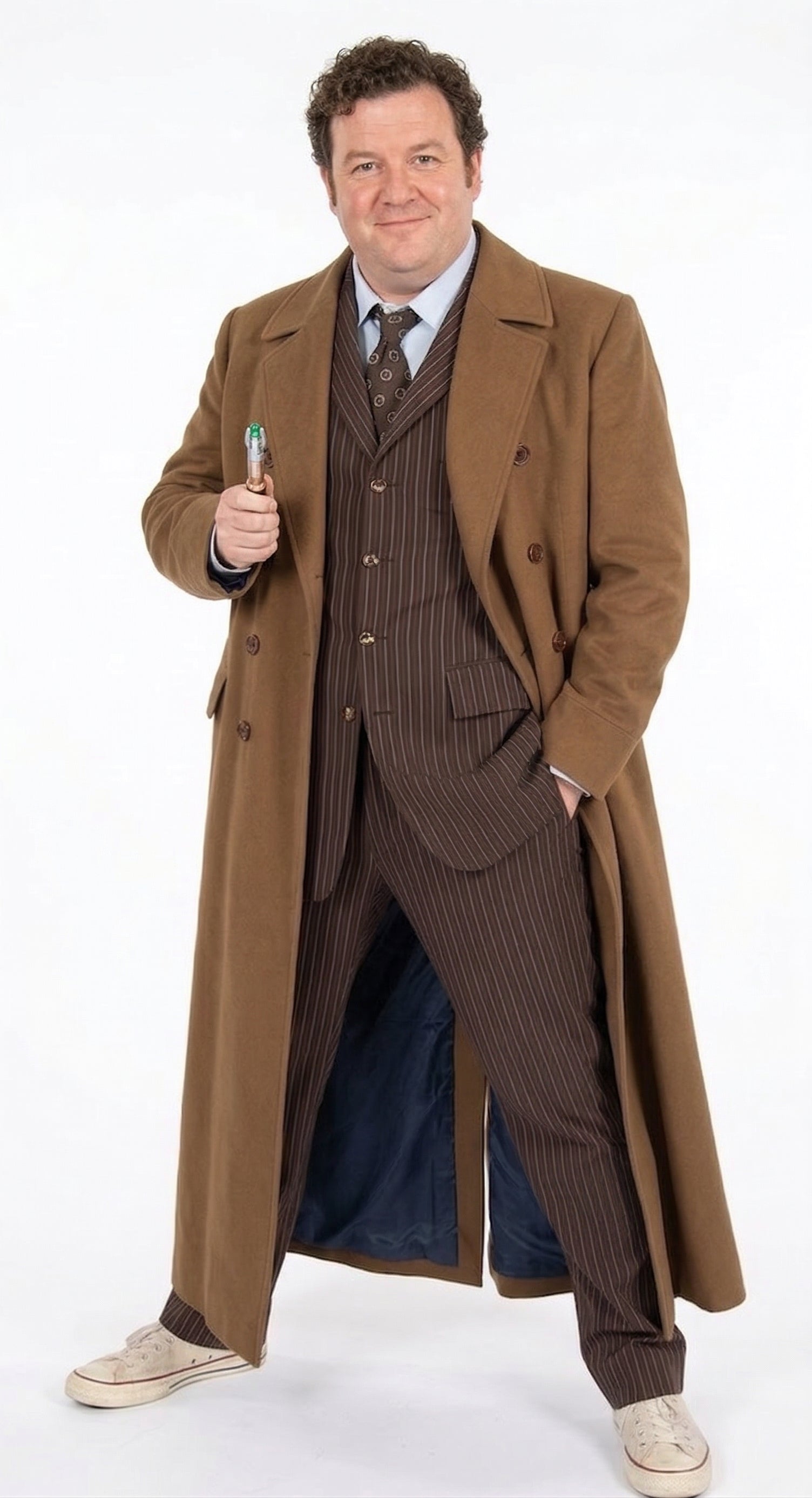 Men’s Brown Cotton Trench Coat Doctor Who 10th Doctor Inspired Long Coat – Classic Gabardina Style Overcoat, Vintage Winter Costume Jacket - Brown