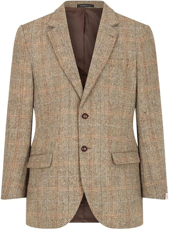 Walker and Hawkes Harris Tweed Blakemore Blazer for Men - Hand-Woven Wool Tweed Jacket with Polyester Lining, Regular Fit - 36 Short