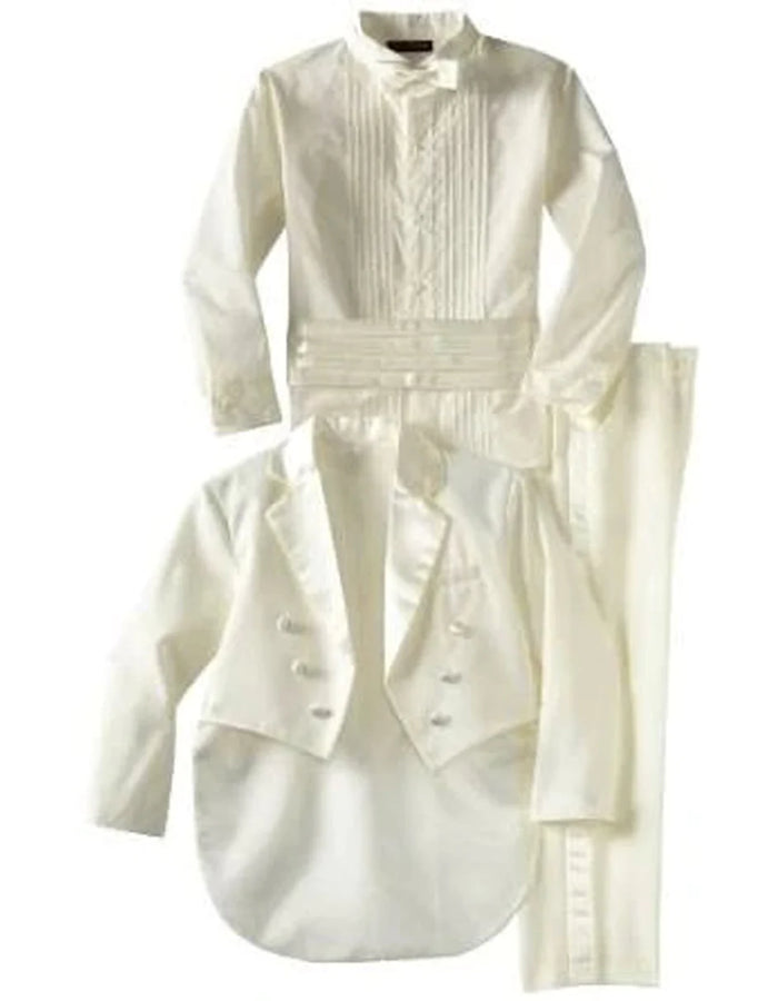 "Boys Formal Tail Tuxedo Suit in Ivory with Shirt"