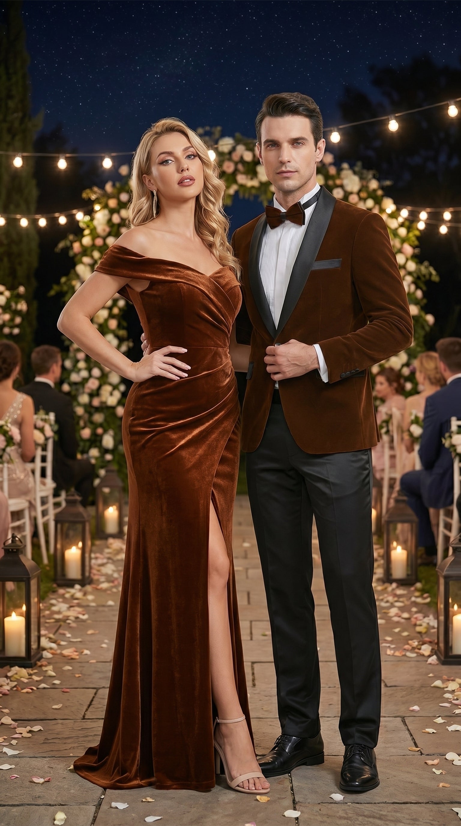Men’s Brown Camel Bronze Velvet Tuxedo Jacket, Shawl Lapel Wedding Prom Dinner Blazer - Blazer Sportcoat - 36 Short