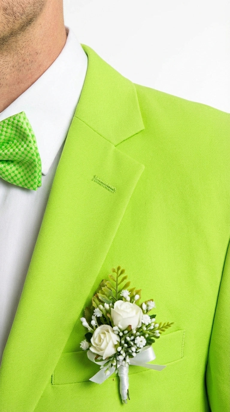 Men's Neon Green Suit – Bright Lime Fashion Prom 2026, Party, Stage Performance And Statement Formal Wear 34 Short or Extra Small