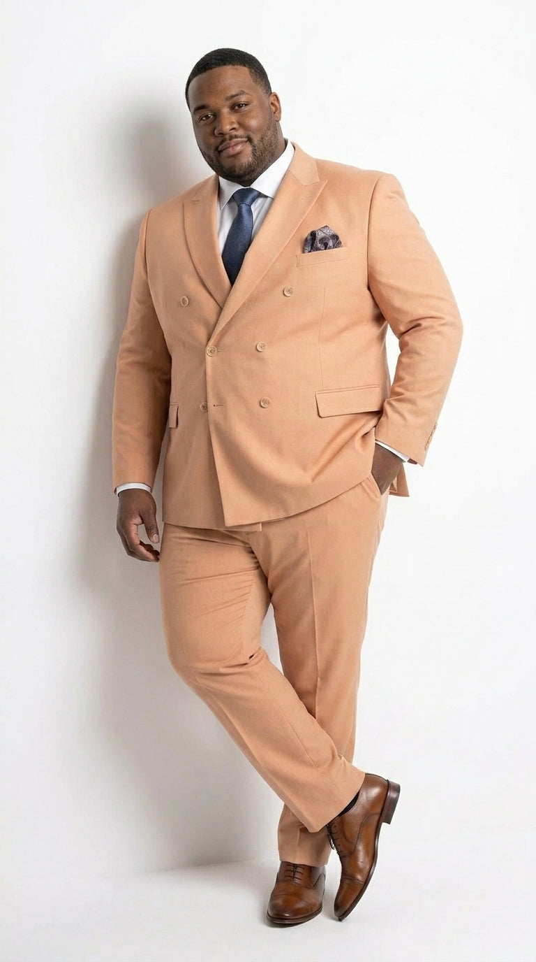 Men’s Peach Double Breasted Suit – Wedding & Prom Formal Suit Set, Classic Blazer and Pants Slim Fitted - 34 Short or Extra Small
