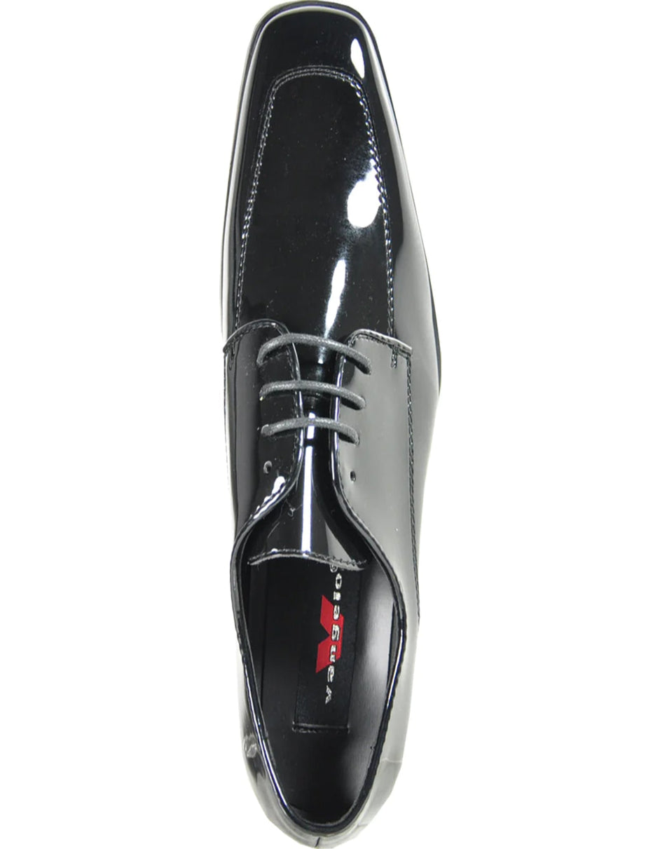 Black Men's Classic Moc Toe Patent Tuxedo Prom 2025 Shoe - 6.5M