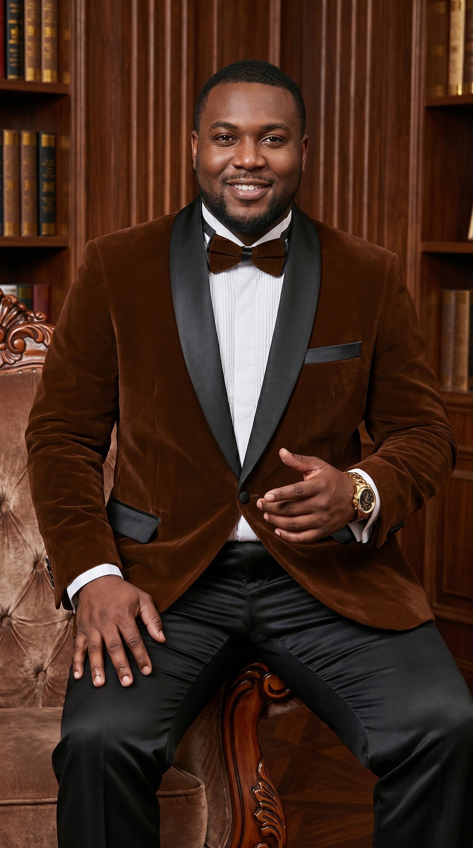 Men’s Brown Camel Bronze Velvet Tuxedo Jacket, Shawl Lapel Wedding Prom Dinner Blazer - Blazer Sportcoat
