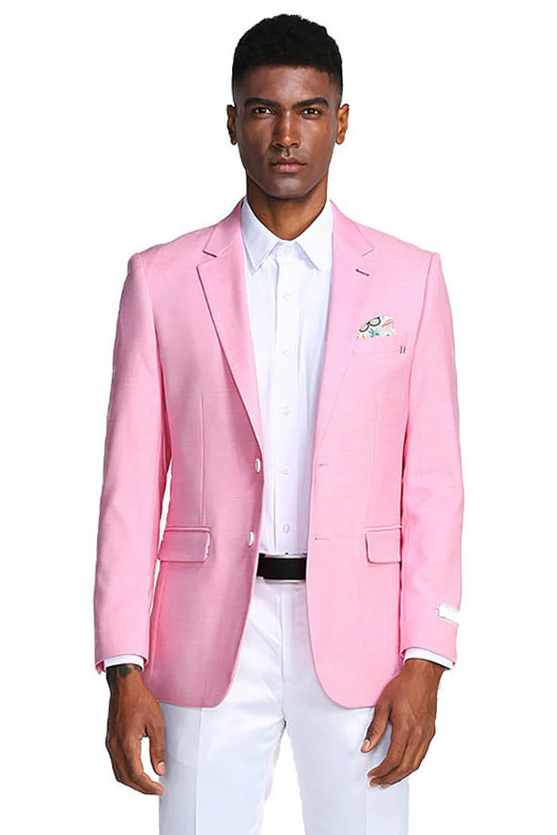 Mens Easter Suit - Jacket and Pants in Summer Color Pink Modern Fit Lightweight - 34 Short or Extra Small