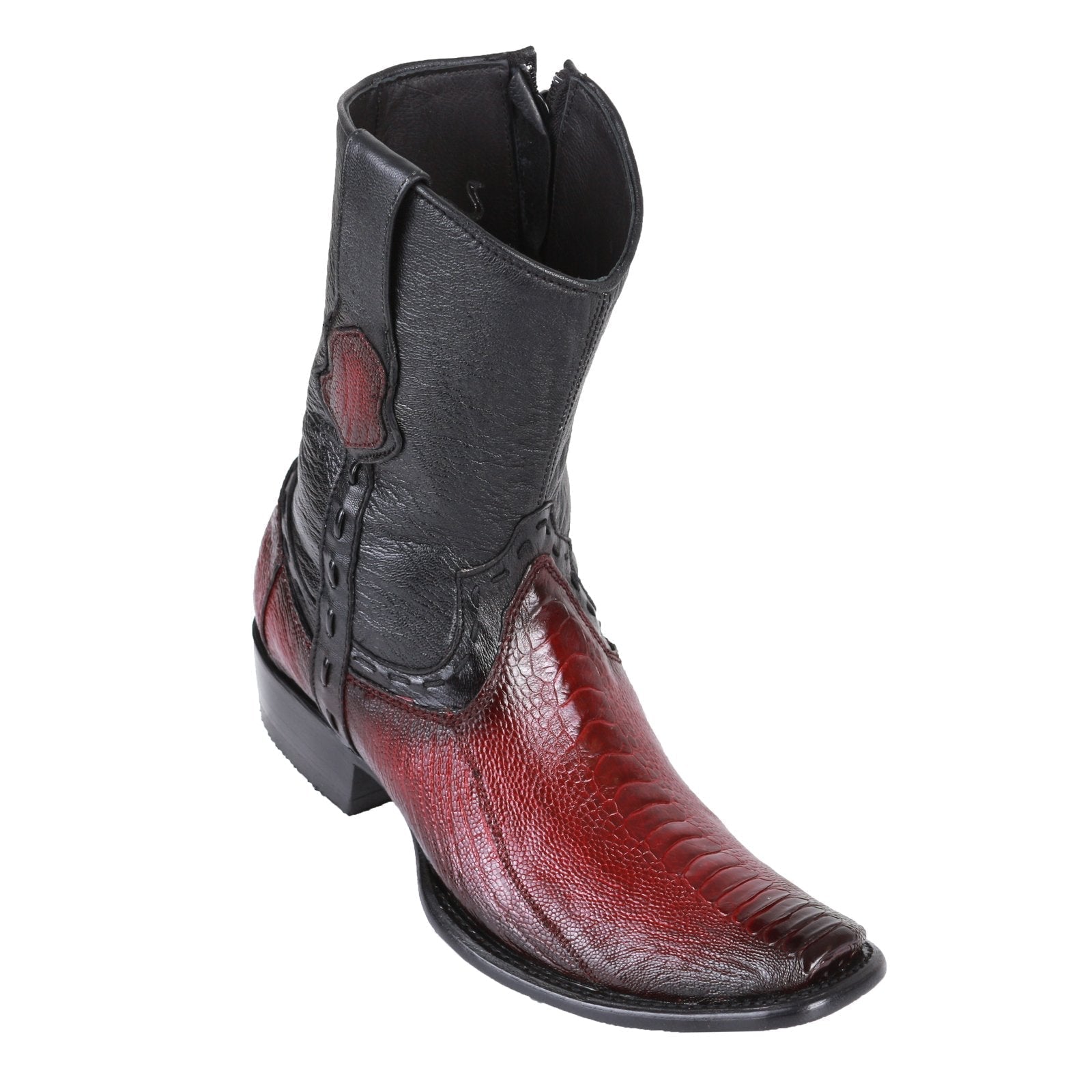 King Exotic Men's Ostrich Leg Boots Faded Burgundy - H79B Dubai Toe - EE