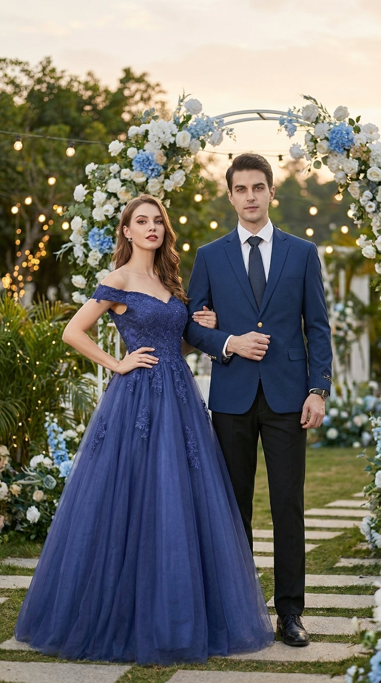 Men’s Sapphire Indigo Cobalt Blue Blazer with Gold Buttons – Classic Single Breasted Formal Business Jacket for Office, Wedding - 36 Short