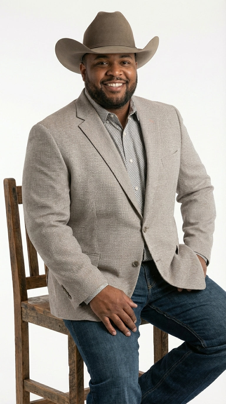 Mens Textured  Light Grey Western Blazer – Cowboy Style Casual Sport Coat for Men Classic Western Jacket - 36 Short